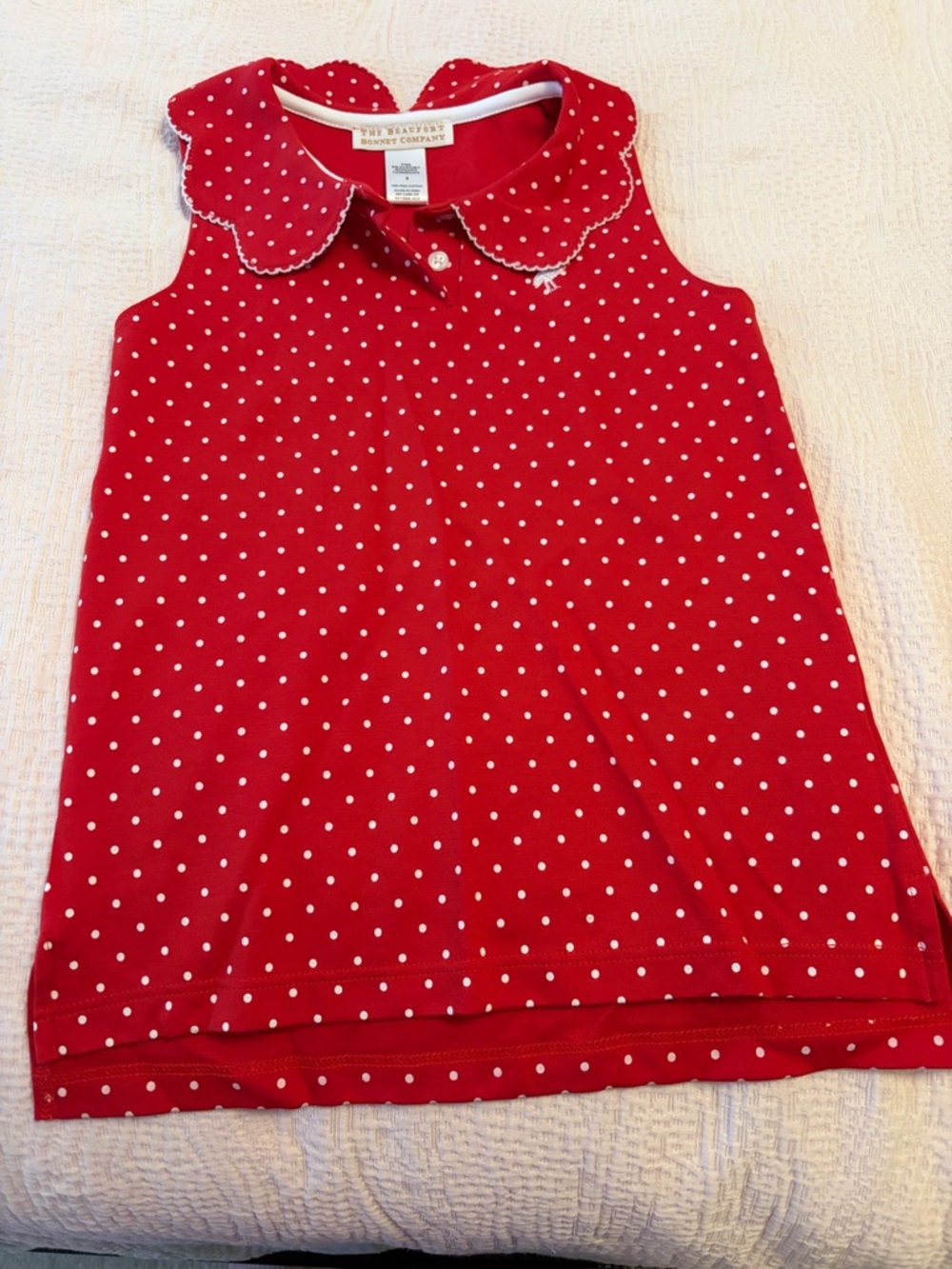 The Beaufort Bonnet Company Red Polka Dot Prim and Proper Polo NWOT 6